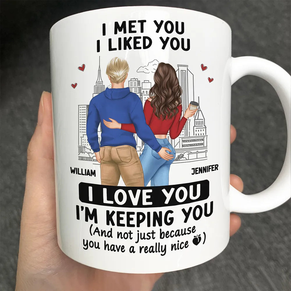 Gift For Couples, Gift For Wife - Back Couple I Love You I'm Keeping You Really Nice Peach - Personalized Mug