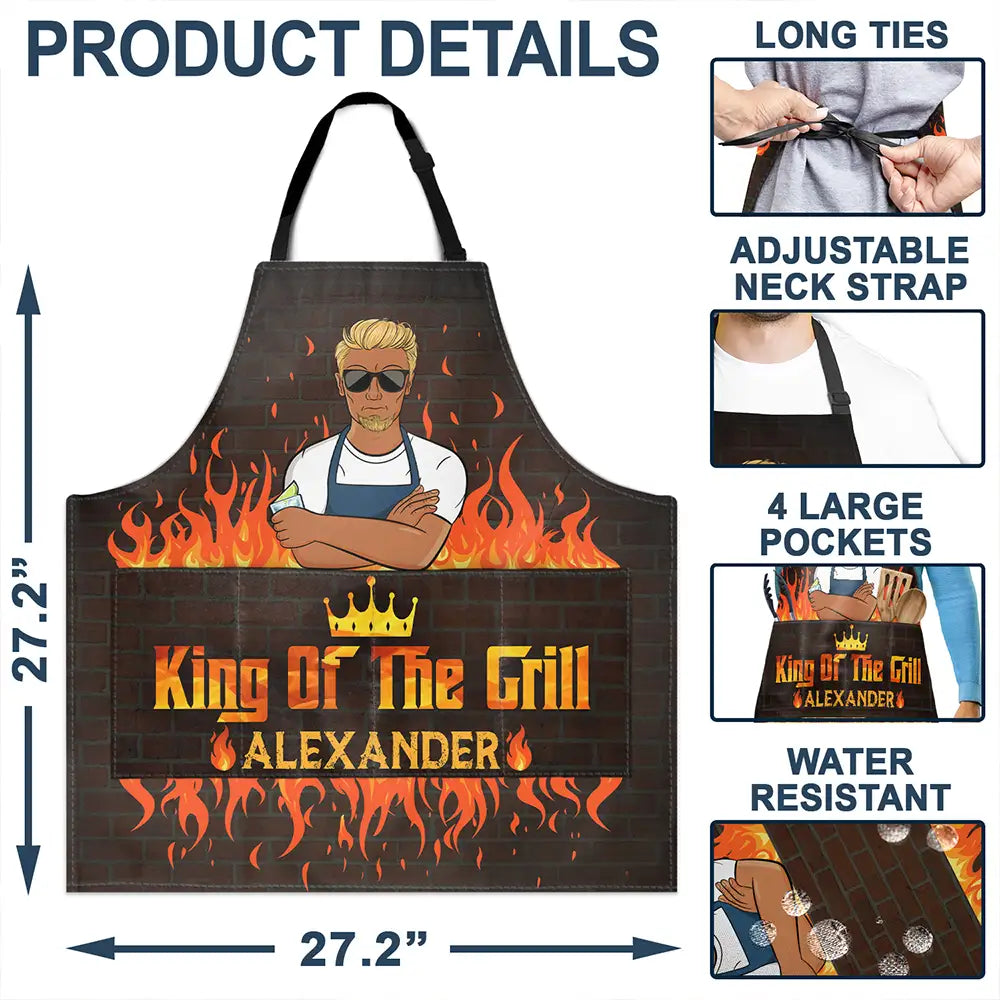 Happy,Gift For Husband,Grilling - King Of The Grill - Personalized Apron