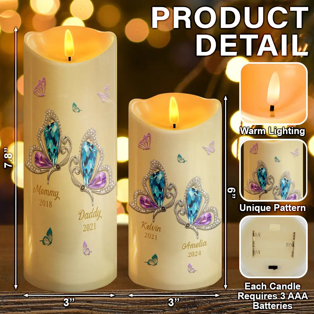 Memorial, Family, Parents, Gift For Grandparents - My Mind Still Talks To You Butterfly Memorial - Personalized Flameless LED Candle