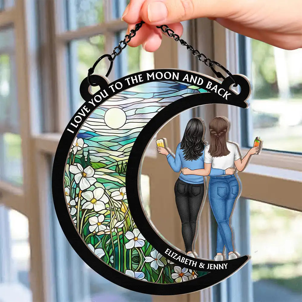 Gift For Bestie, Gift For Sisters - A Friend Is God's Way - Personalized Window Hanging Suncatcher Ornament