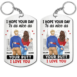 Gift For Wife, Gift For Girlfriend, Gift For Women - Back Couple I Hope Your Day Is Nice - Personalized Aluminum Keychain