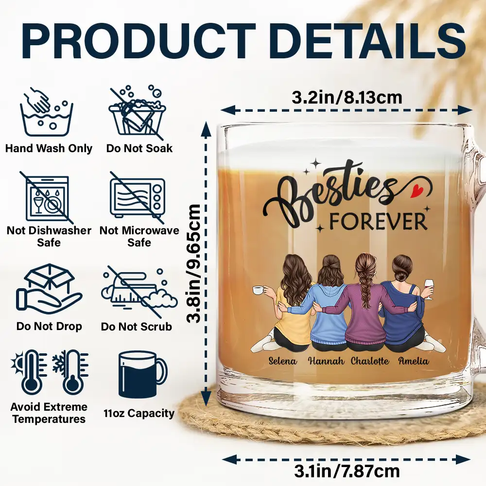 Gift For Sisters, Gift For Bestie - Our Memories Are Countless Our Friendship Is Endless - Personalized Glass Mug