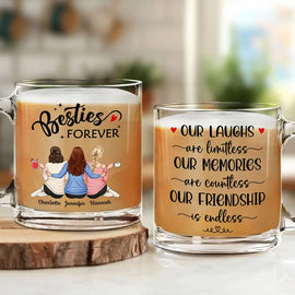 Gift For Sisters, Gift For Bestie - Our Memories Are Countless Our Friendship Is Endless - Personalized Glass Mug