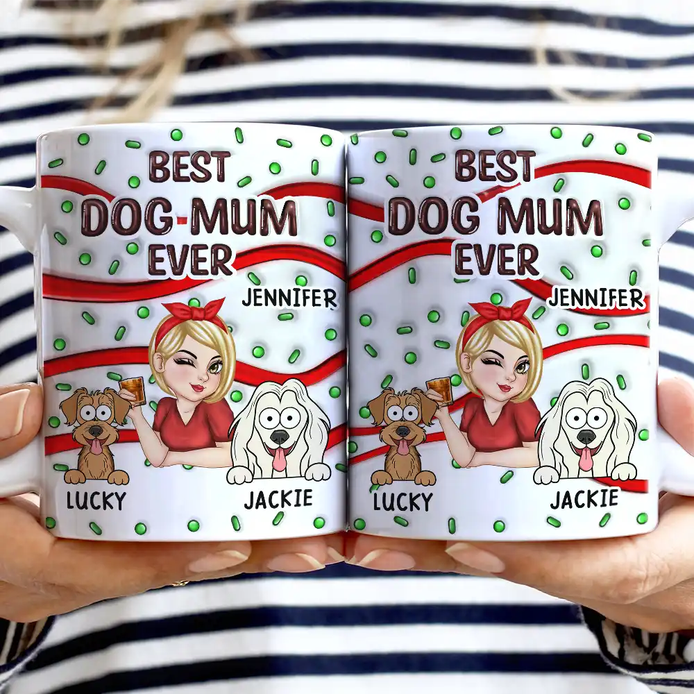 Dog Lovers, Dog Mom - Turban Woman Best Dog Mom Ever - 3D Inflated Effect Printed Mug, Personalized White Edge-to-Edge Mug