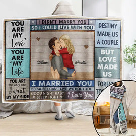 Gift For Couples,Gift For Husband,Gift For Wife,Love - Kissing Couple Love Made Us Forever Together - Personalized Wearable Hooded Blanket