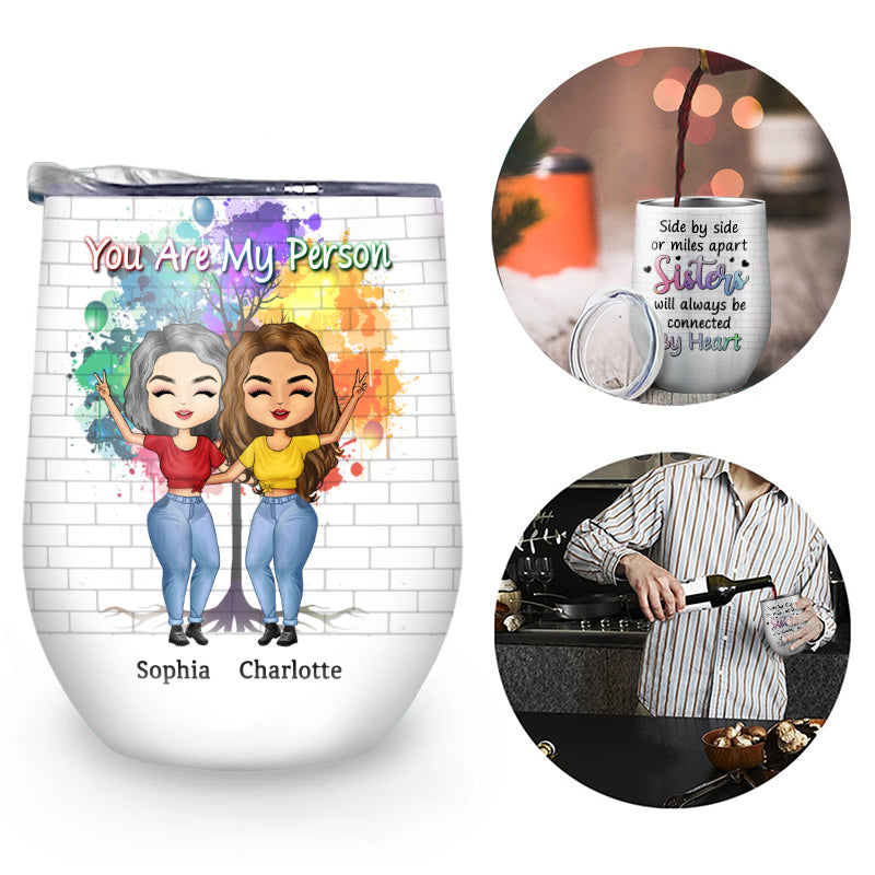 Side By Side Or Miles Apart Sisters And Brothers - Gift For Sibling  - Personalized Custom Wine Tumbler