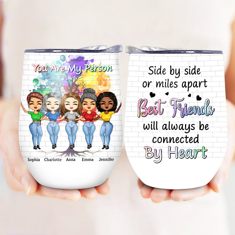 Side By Side Or Miles Apart Sisters And Brothers - Gift For Sibling  - Personalized Custom Wine Tumbler