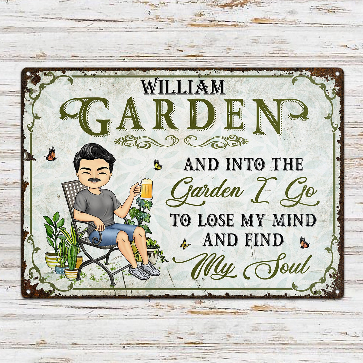 And Into The Garden I Go Gardening - Garden Sign - Personalized Custom Classic Metal Signs