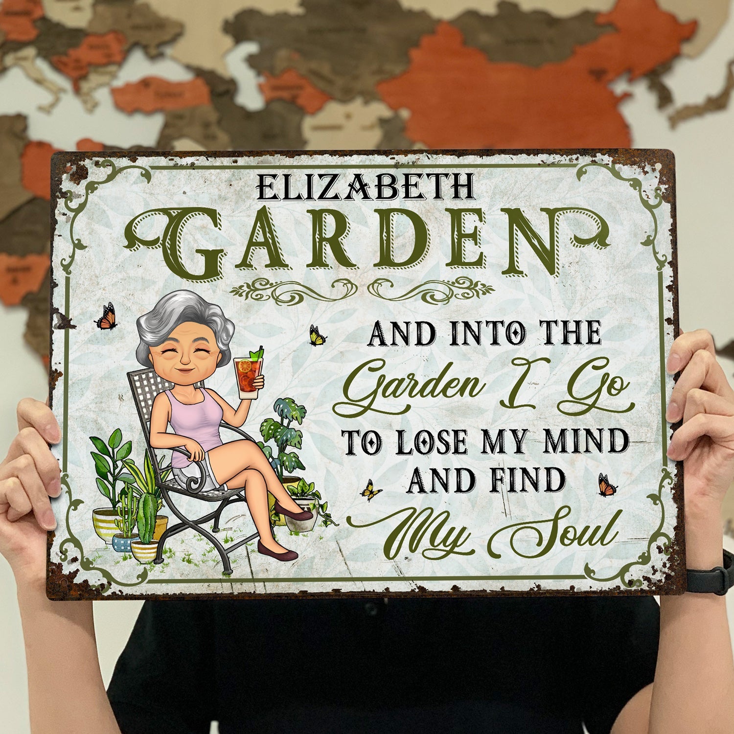 And Into The Garden I Go Gardening - Garden Sign - Personalized Custom Classic Metal Signs