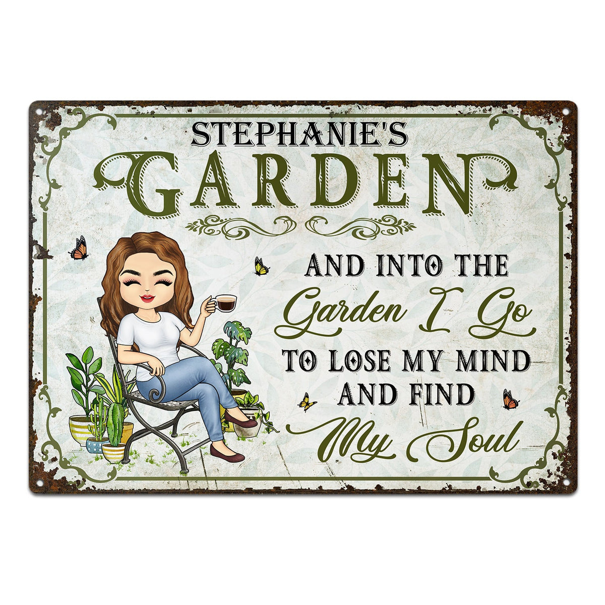 And Into The Garden I Go Gardening - Garden Sign - Personalized Custom Classic Metal Signs