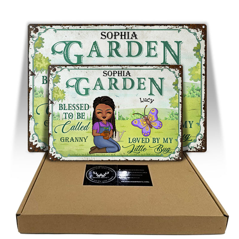 Loved By My Little Bugs Gardening Lady - Gift For Women - Personalized Custom Classic Metal Signs