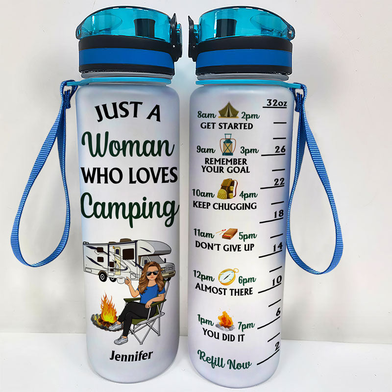 Never Dreamed I'd Grow Up To Be A Super Sexy Camping Lady - Gift For Camping Lovers - Personalized Custom Water Tracker Bottle