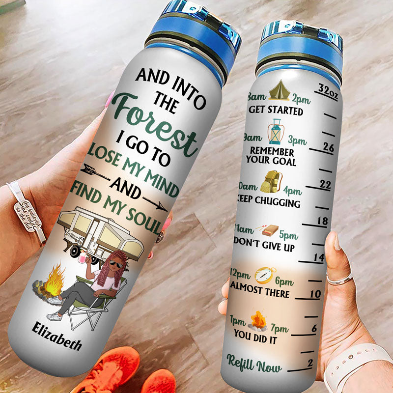 Never Dreamed I'd Grow Up To Be A Super Sexy Camping Lady - Gift For Camping Lovers - Personalized Custom Water Tracker Bottle