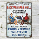 Poolside Grilling Listen To The Good Music Couple Husband Wife Vertical - Backyard Sign - Personalized Custom Classic Metal Signs