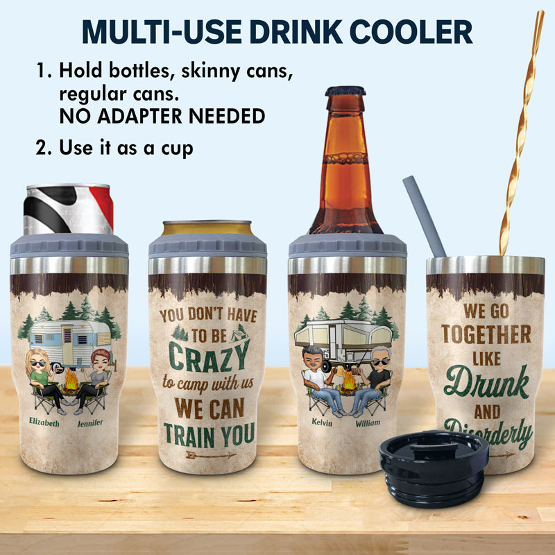 Apparently We Are Trouble When We Are Together Who Knew - Gift For Camping Friends - Personalized Custom Triple 3 In 1 Can Cooler