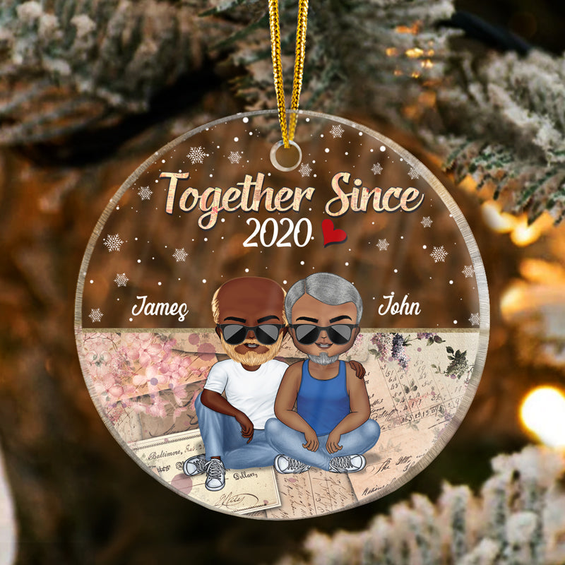 Together Since Husband Wife Christmas - Couple Gift - Personalized Custom Circle Acrylic Ornament