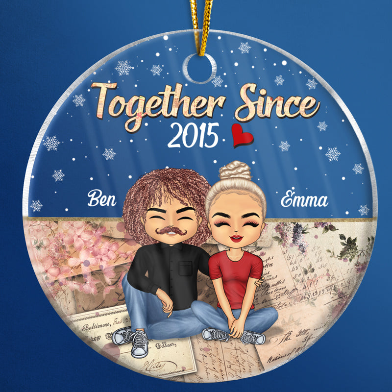 Together Since Husband Wife Christmas - Couple Gift - Personalized Custom Circle Acrylic Ornament