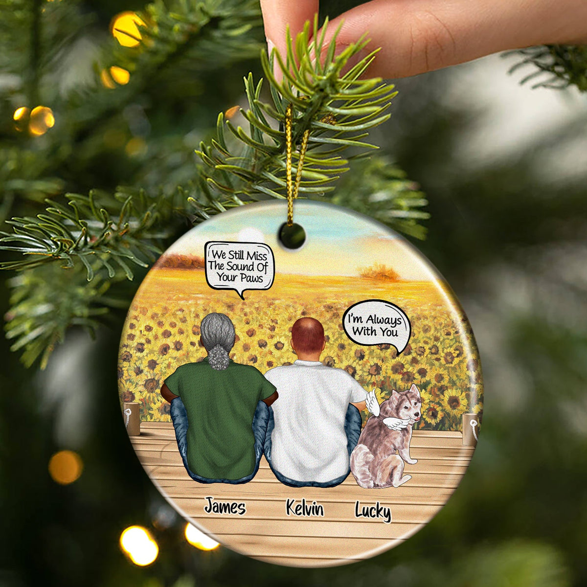 Still Talk About You Couple Dog Loss Cat Loss Pet Memorial - Christmas Gift - Personalized Custom Circle Ceramic Ornament