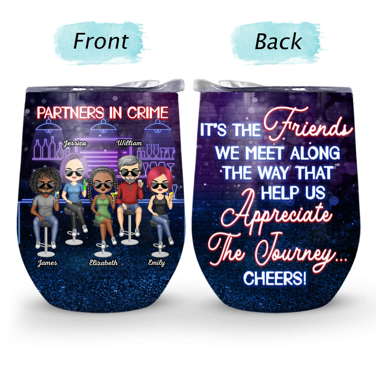 Partners In Crime Just Remember If We Get Caught Best Friends - Bestie BFF Gift - Personalized Custom Wine Tumbler