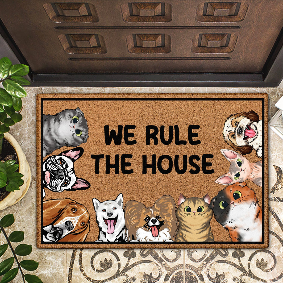 We Rule The House - Gift For Dog Lovers & Cat Lovers - Personalized Custom Doormat