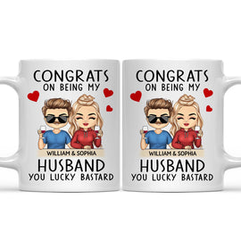 Congrats On Being My Husband Chibi - Anniversary, Vacation, Funny Gift For Couples, Family - Personalized Custom Mug