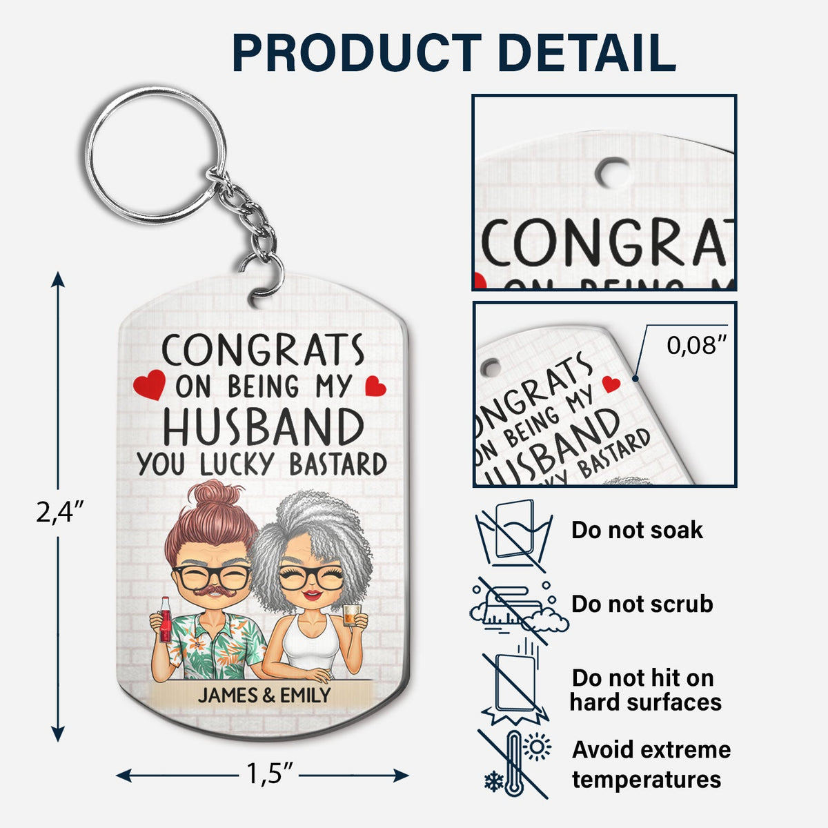 Congrats On Being My Husband Chibi - Anniversary, Vacation, Funny Gift For Couples, Family - Personalized Aluminum Keychain