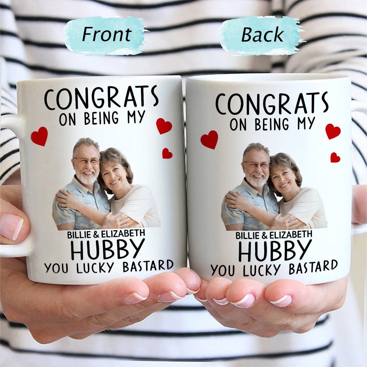 Custom Photo Congrats On Being My Husband - Anniversary, Vacation, Funny Gift For Couples, Family - Personalized Mug