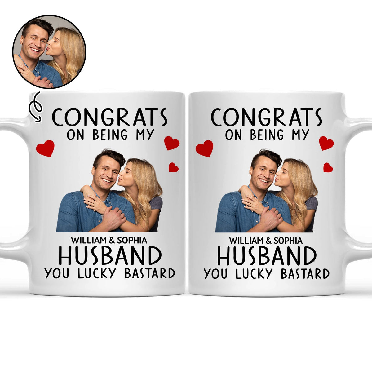 Custom Photo Congrats On Being My Husband - Anniversary, Vacation, Funny Gift For Couples, Family - Personalized Mug