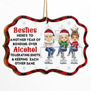 Here's To Another Year Of Bonding Over Alcohol - Christmas Gifts For Besties - Personalized Medallion Wooden Ornament