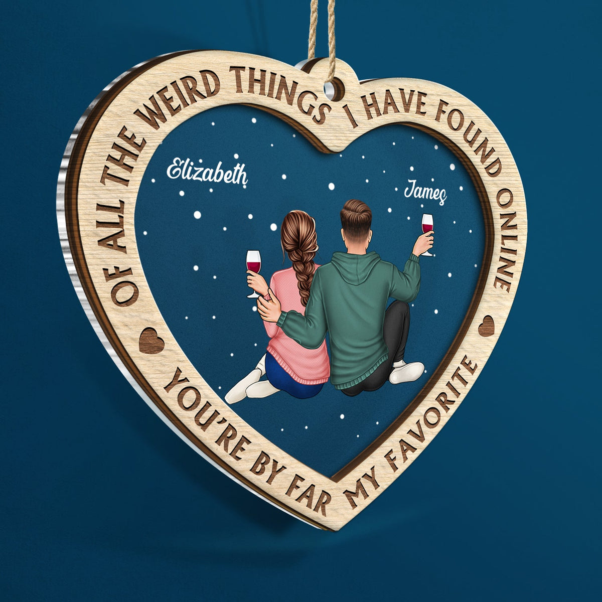 Of All The Weird Things - Christmas Gift For Couples, Husband, Wife - Personalized 2-Layered Mix Ornament