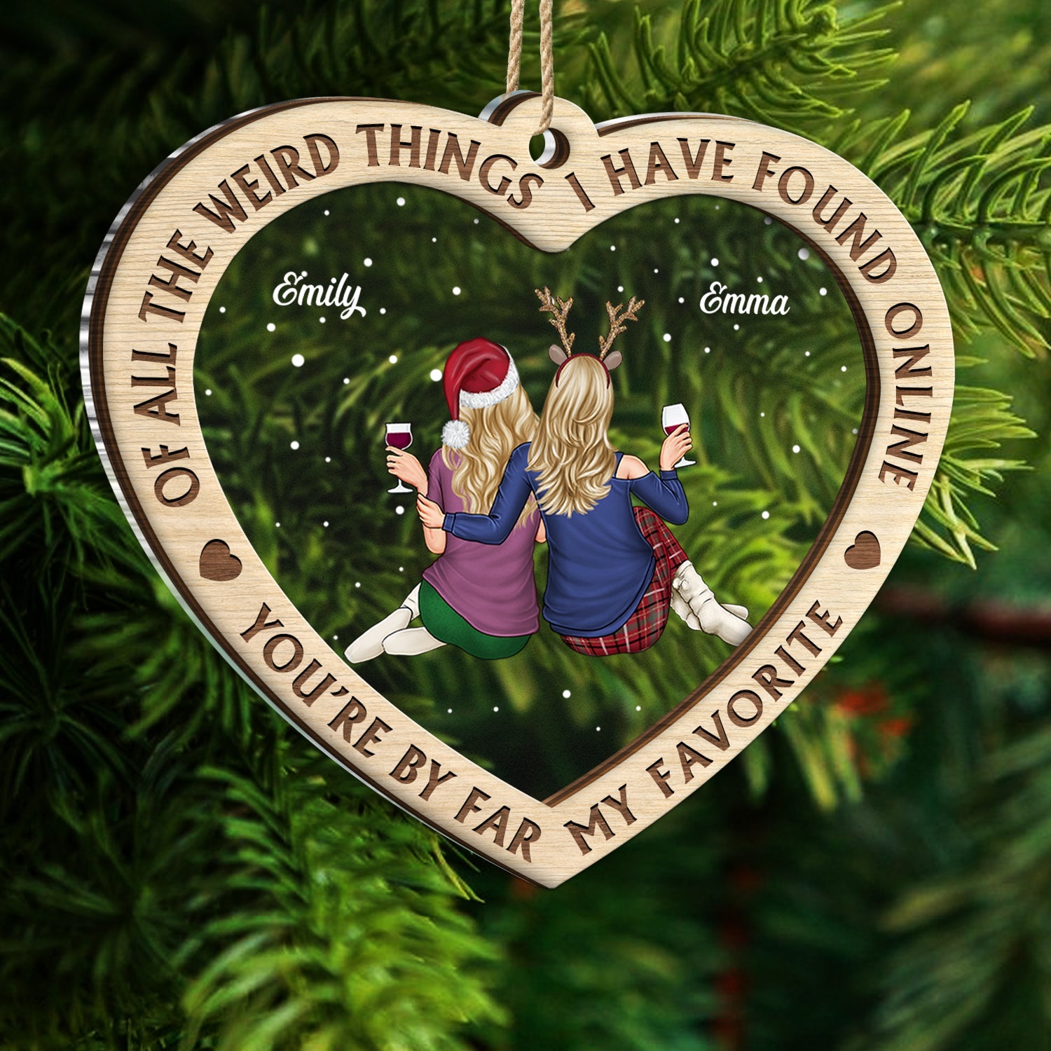 Of All The Weird Things - Christmas Gift For Couples, Husband, Wife - Personalized 2-Layered Mix Ornament