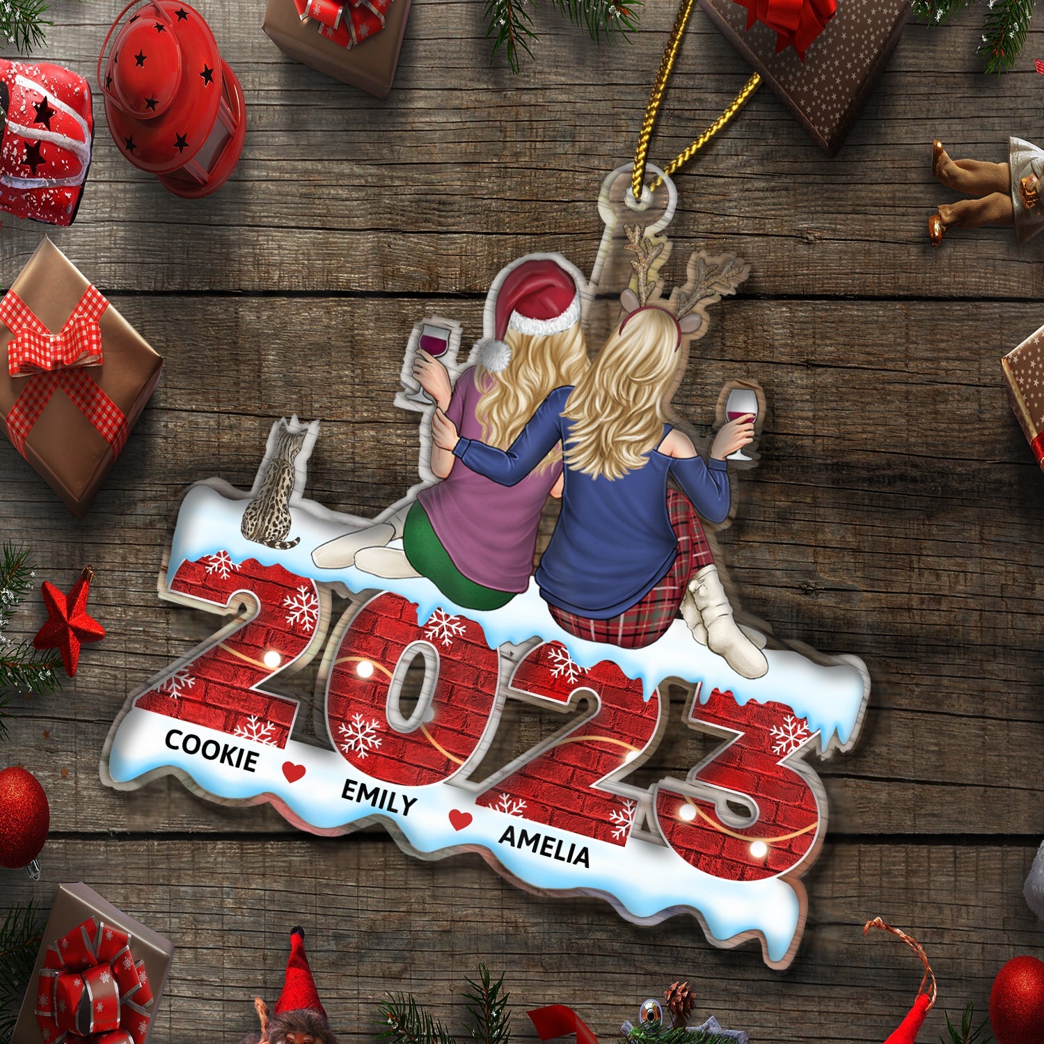 2023 Family - Christmas Gift For Couples, Dog Lovers, Cat Lovers, Pet Lovers - Personalized Cutout Acrylic Ornament