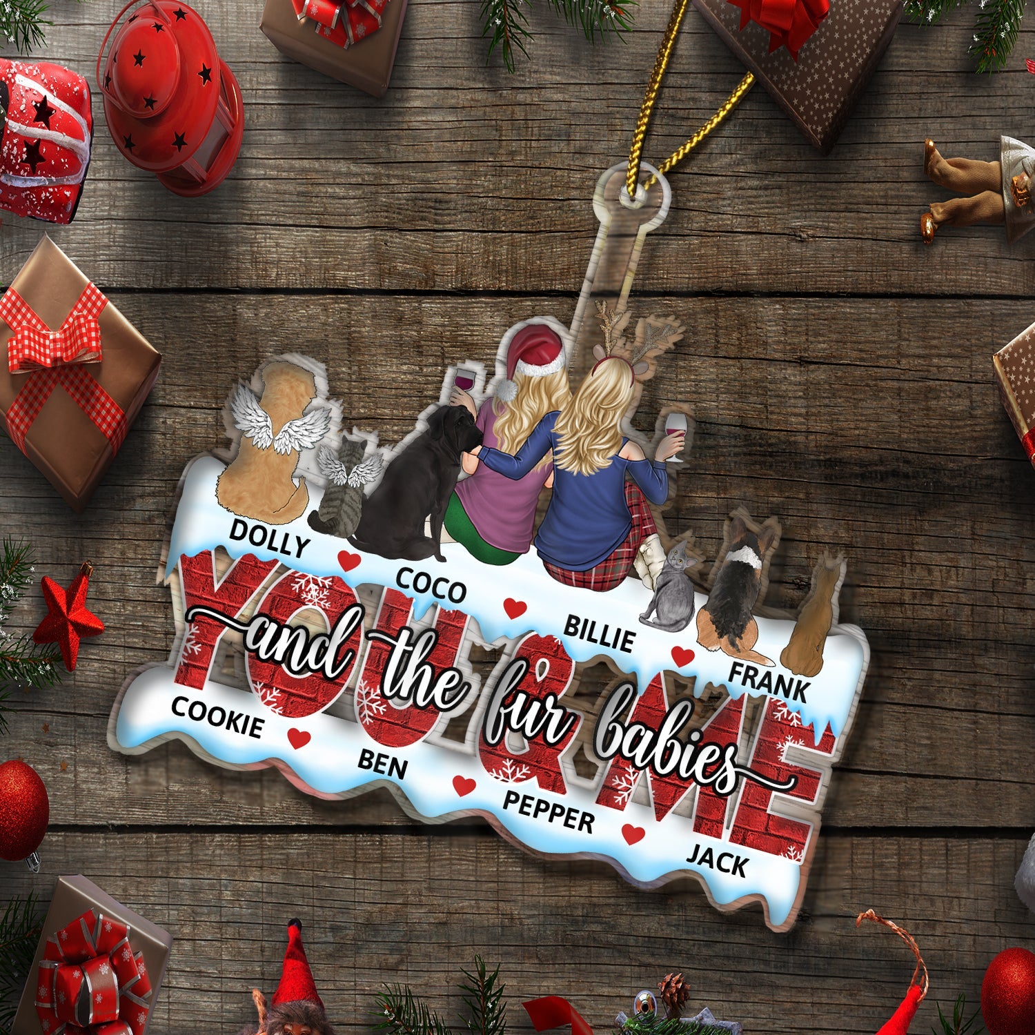 You & Me And The Dogs - Christmas Gift For Couples, Dog Lovers, Cat Lovers, Pet Lovers - Personalized Cutout Acrylic Ornament