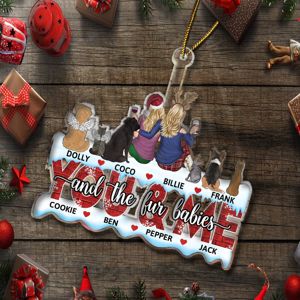 You & Me And The Dogs - Christmas Gift For Couples, Dog Lovers, Cat Lovers, Pet Lovers - Personalized Cutout Acrylic Ornament