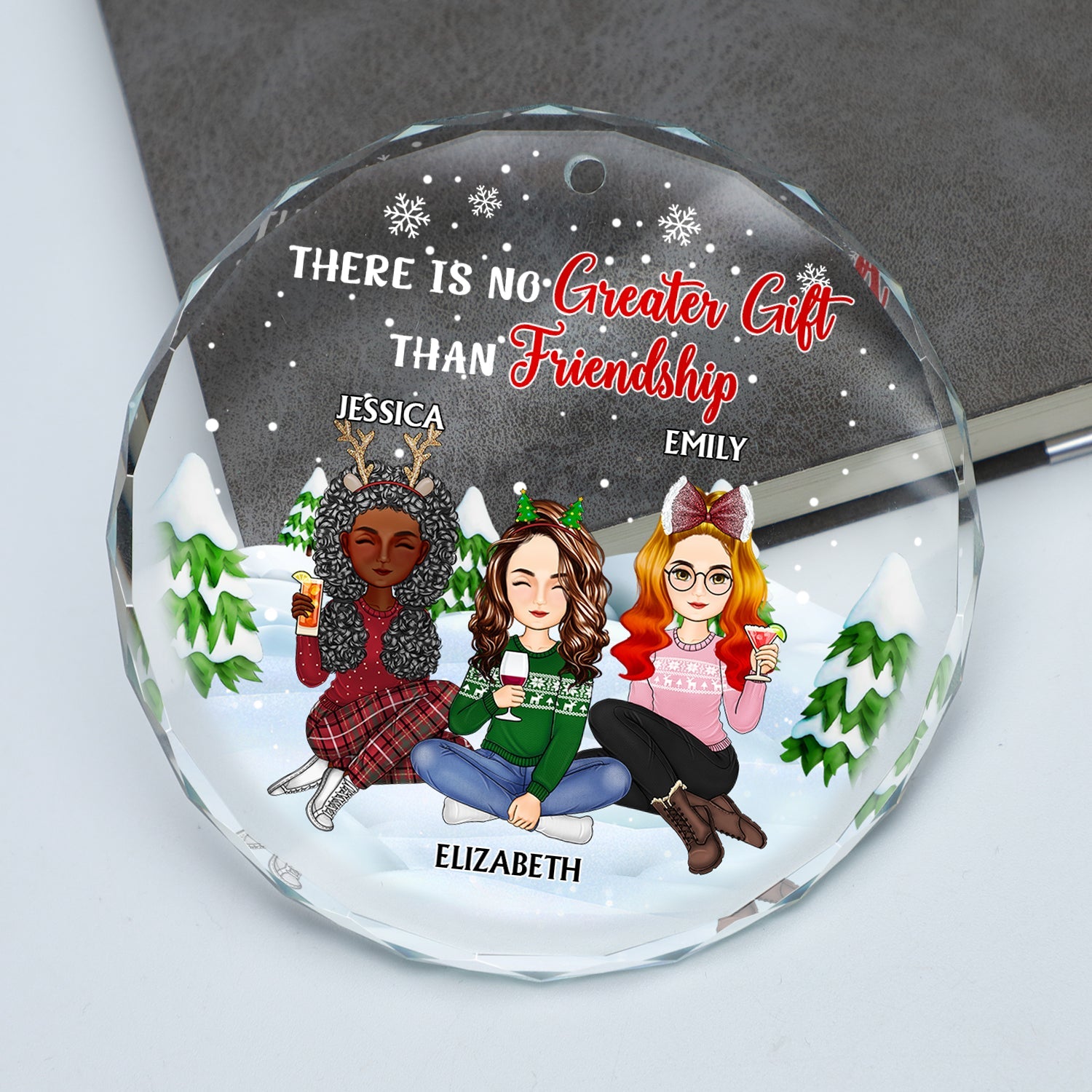 Our Friendship Is A True Blessing To Me - Christmas Gifts For Besties, Friends - Personalized Circle Glass Ornament