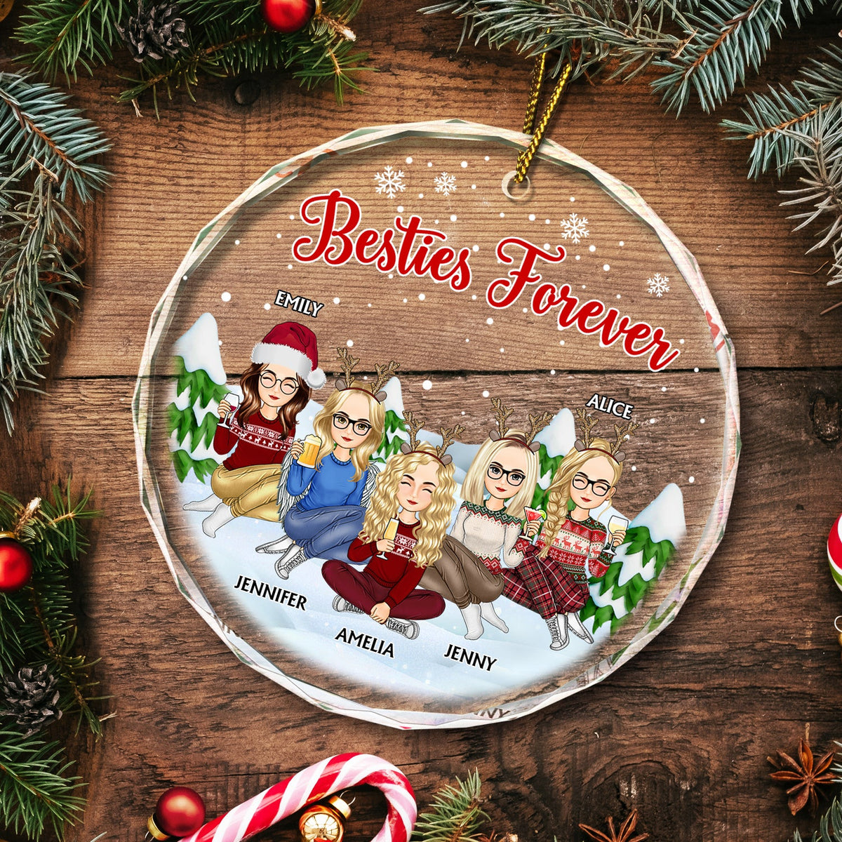 Our Friendship Is A True Blessing To Me - Christmas Gifts For Besties, Friends - Personalized Circle Glass Ornament