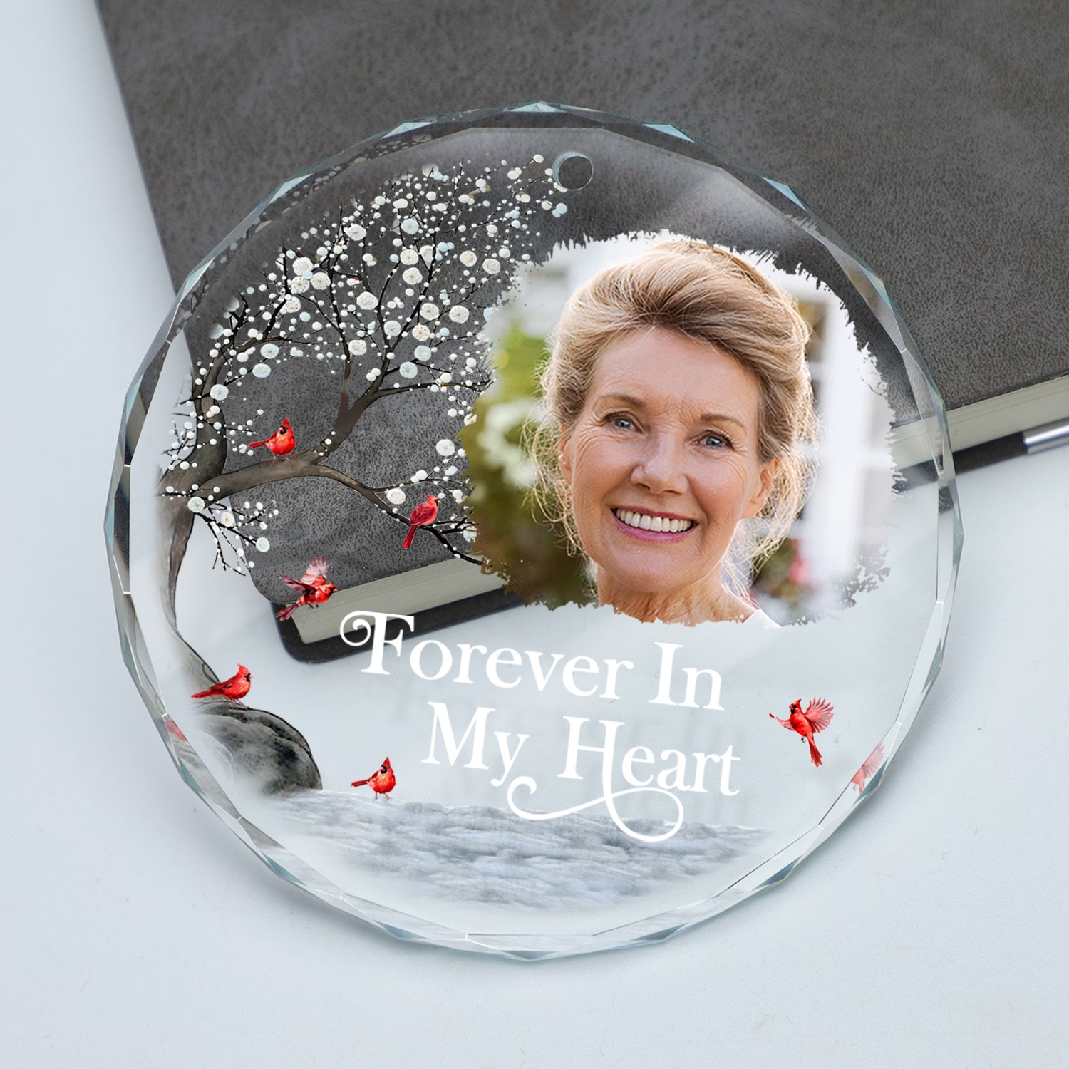 Custom Photo I'm Always With You - Christmas, Memorial Gift For Family, Friends - Personalized Circle Glass Ornament