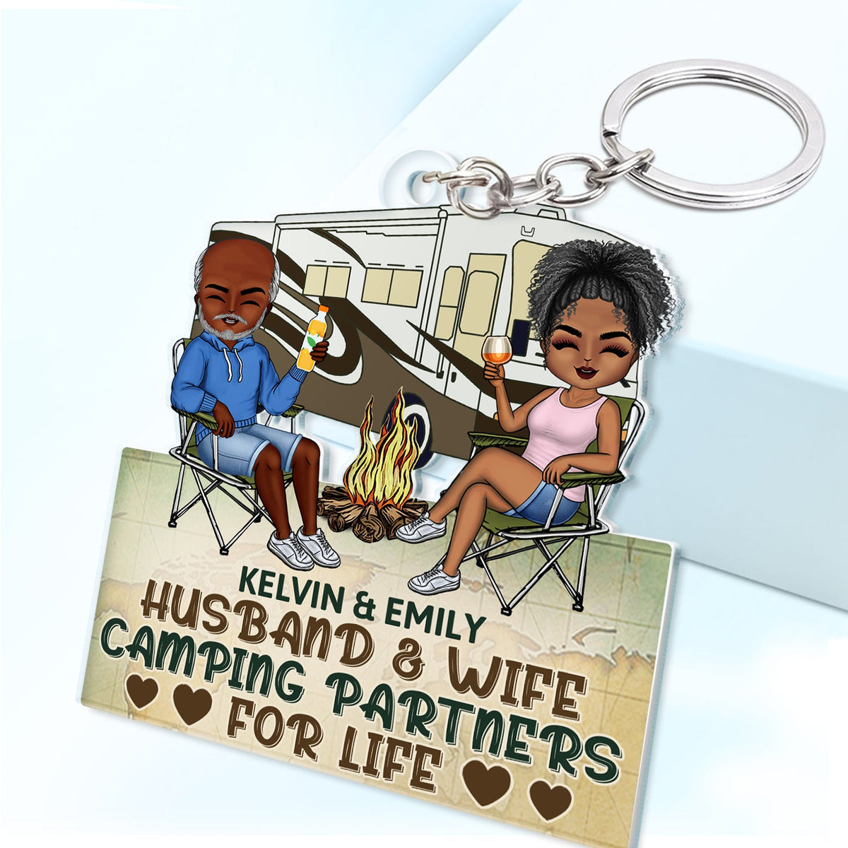 Keys To The Camper - Anniversary, Loving Gifts For Couples, Husband, Wife, Camping Lovers - Personalized Cutout Acrylic Keychain