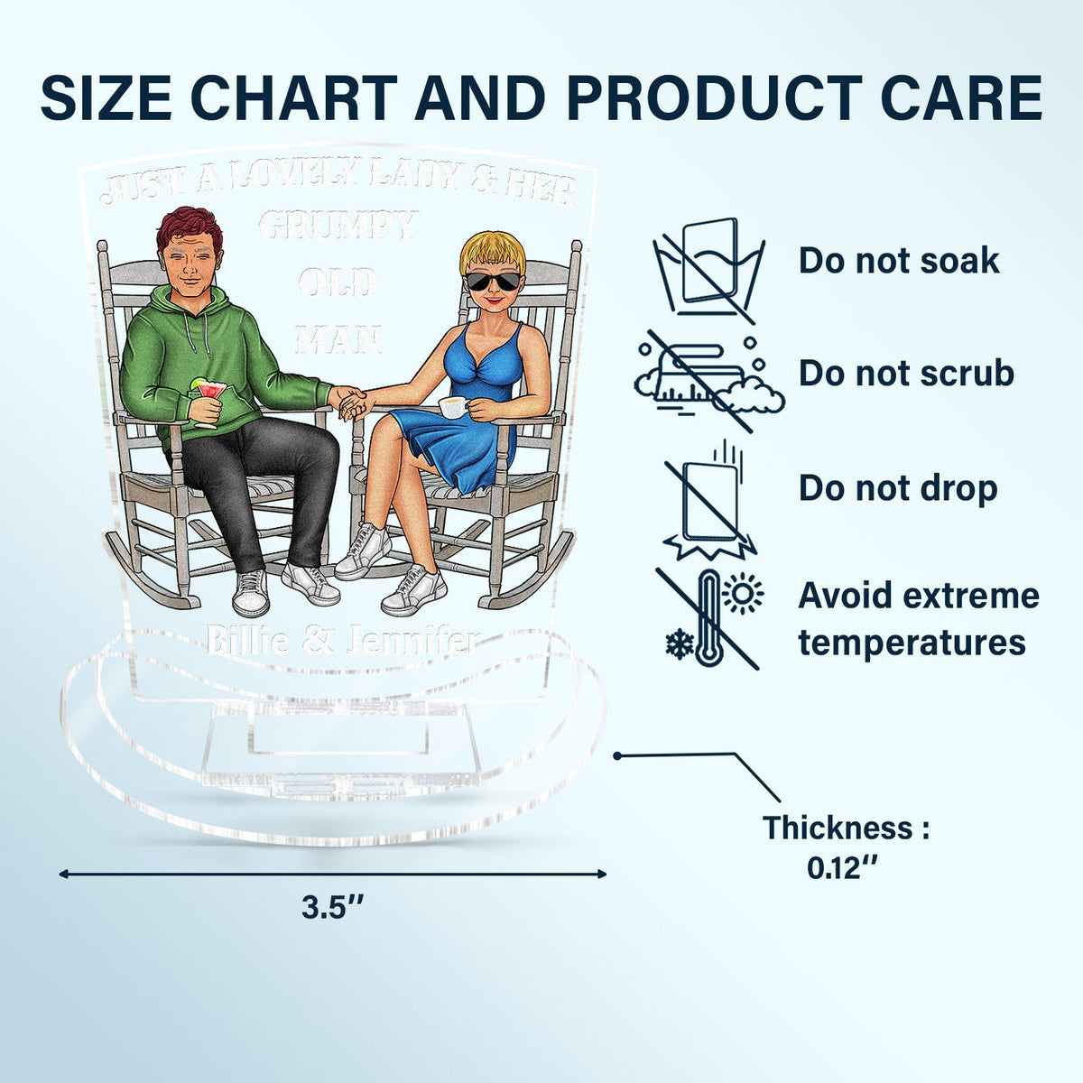 Just A Lovely Lady And Her Grumpy Old Man - Loving, Anniversary Gift For Couple, Spouse, Husband, Wife - Personalized Acrylic Shaking Stand