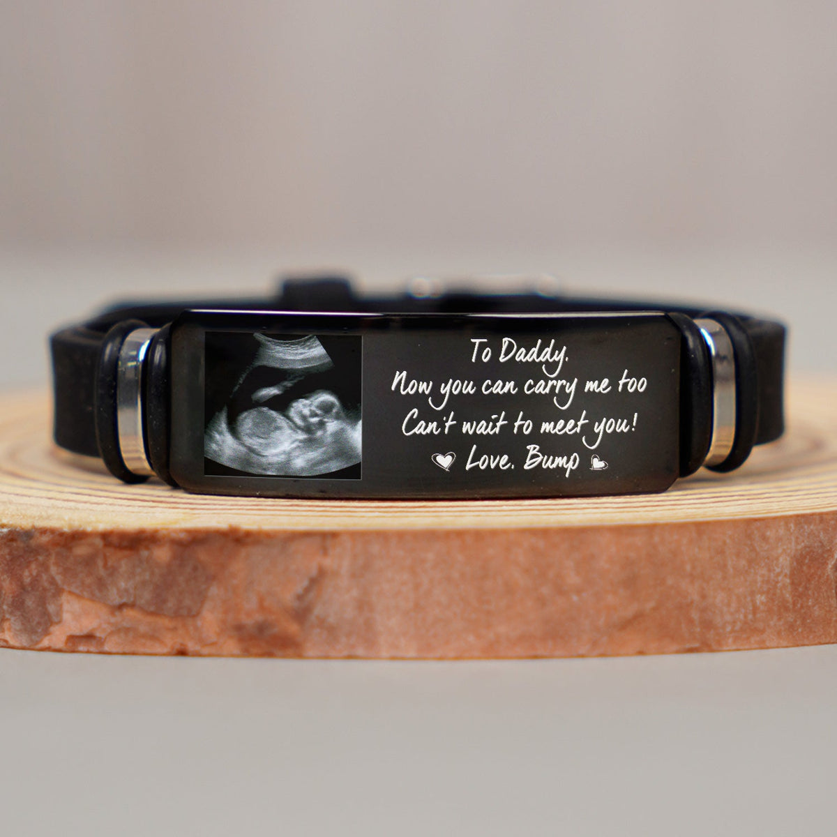 Custom Photo Now You Can Carry Me Too - Gift For Dad, Father, New Parents - Personalized Engraved Bracelet