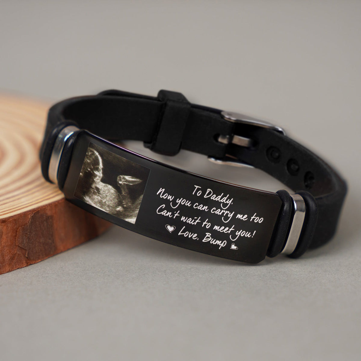 Custom Photo Now You Can Carry Me Too - Gift For Dad, Father, New Parents - Personalized Engraved Bracelet