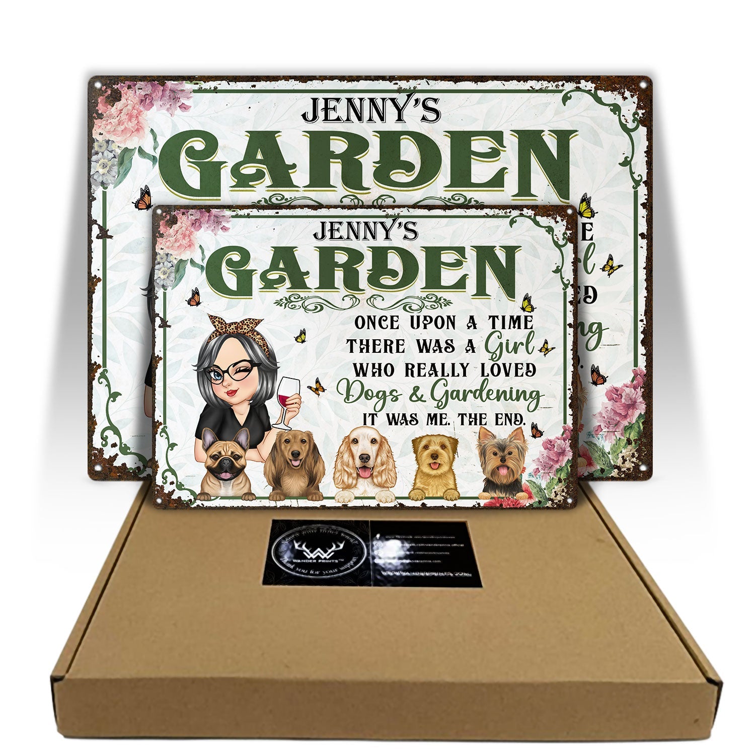 Once Upon A Time There Was A Girl - Backyard Sign, Gift For Gardening Lovers, Gardeners, Dog Lovers - Personalized Classic Metal Signs