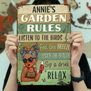 Garden Rules Feel The Breeze - Backyard Sign, Gift For Gardening Lovers, Gardeners - Personalized Classic Metal Signs