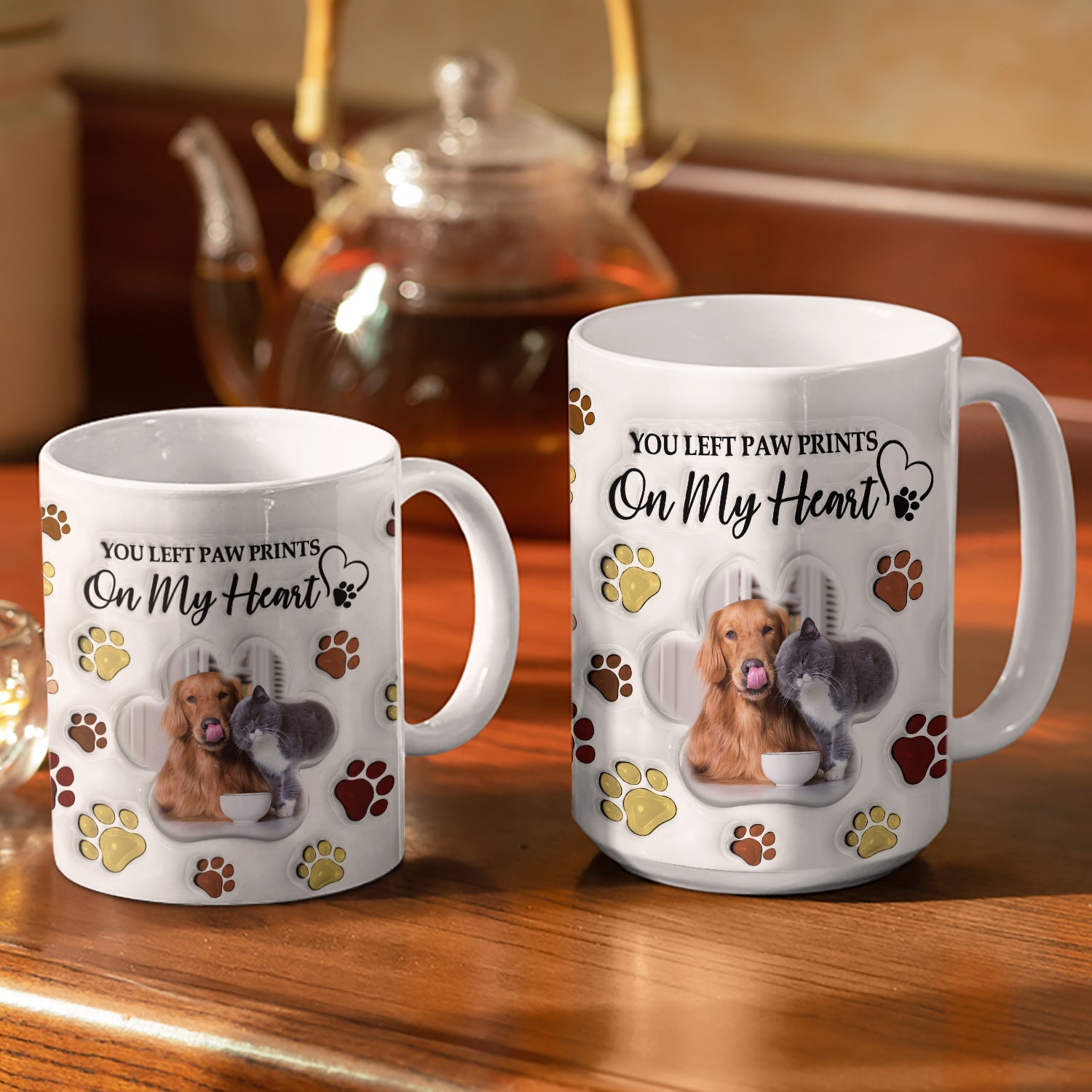 Custom Photo Forever In My Heart - Memorial Gift For Dog Lovers, Cat Lovers - 3D Inflated Effect Printed Mug, Personalized White Edge-to-Edge Mug