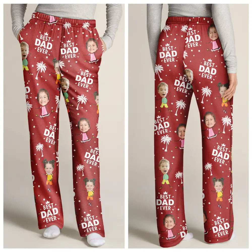 Custom Photo Best Dad Grandpa Ever - Personalized Pajama Pants