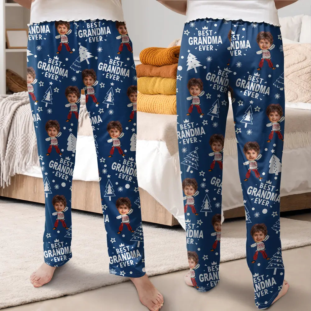 Custom Photo Best Mom Grandma Ever Pine Tree Pattern - Personalized Sweatpants