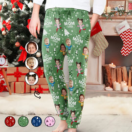 Custom Photo Best Mom Grandma Ever Pine Tree Pattern - Personalized Sweatpants