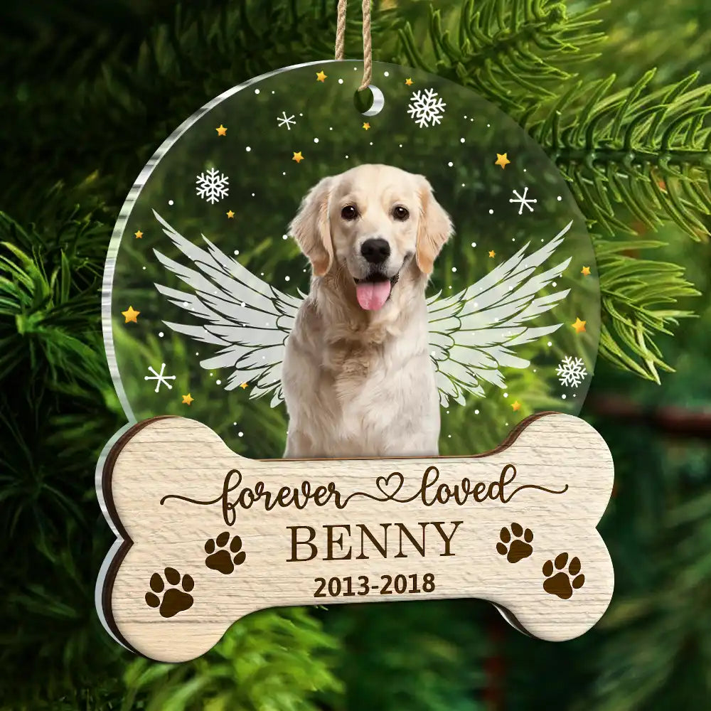 Custom Photo Memorial Forever Loved - Personalized 2-Layered Mix Ornament