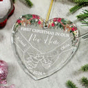 Gift For Couples - Holding Hands First Christmas Couple - Personalized Circle Glass Ornament
