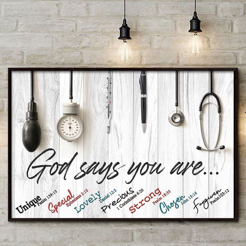 Nurse God Says You Are Custom Poster, Instruments Doctor Nurse Gift